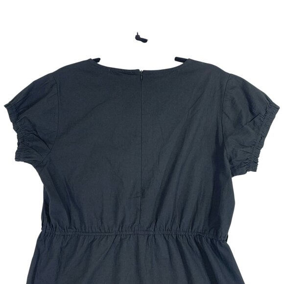 simple  cotton short sleeve black dress elastic wait sz LG San Francisco - Picture 15 of 16